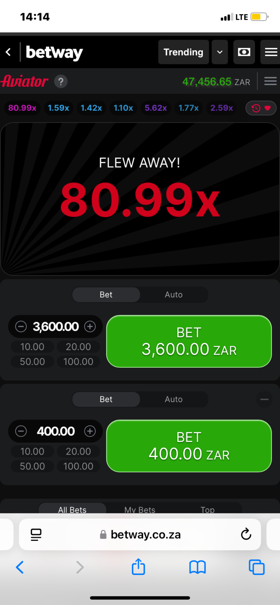 BETWAY INSTANT CASHOUT